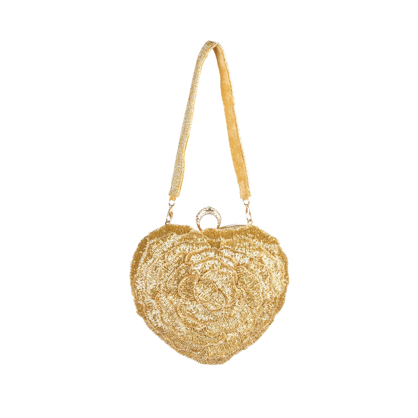 Golden Bloom Heart Purse