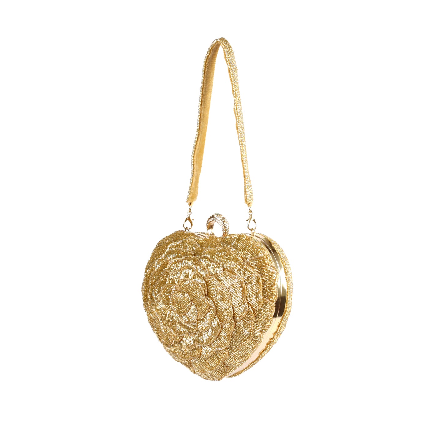 Golden Bloom Heart Purse