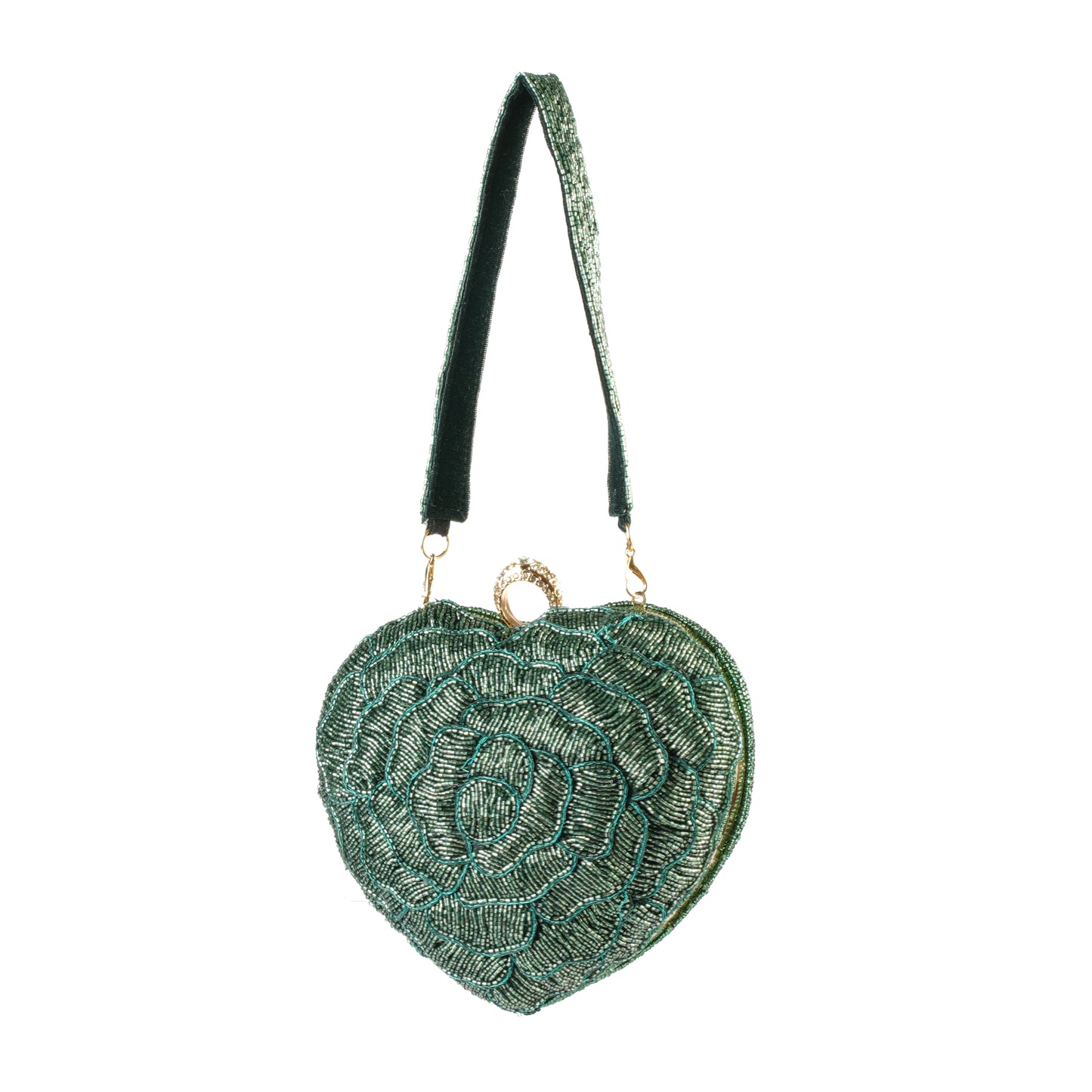 Emerald Bloom Heart Purse