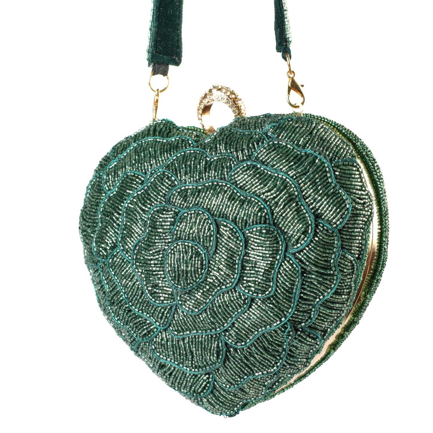 Emerald Bloom Heart Purse