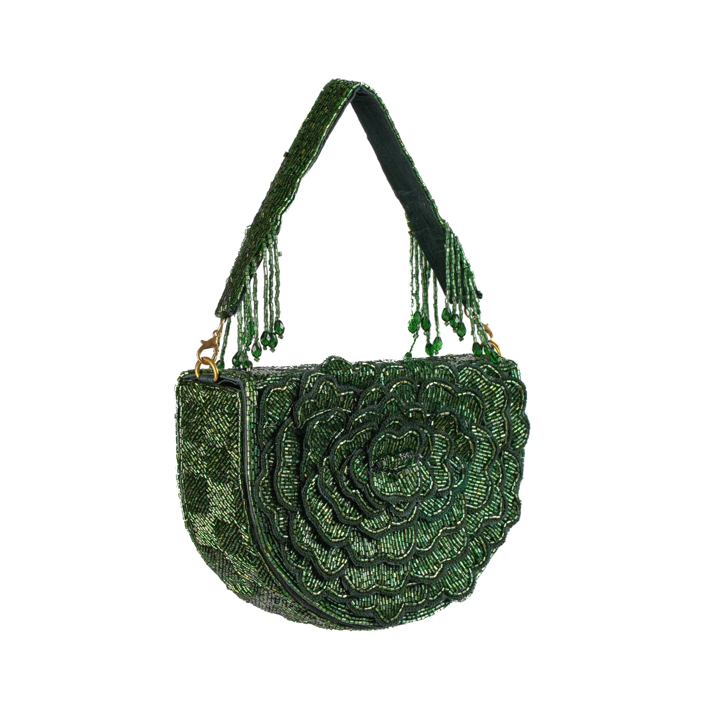 Emerald Blossom Flap Purse