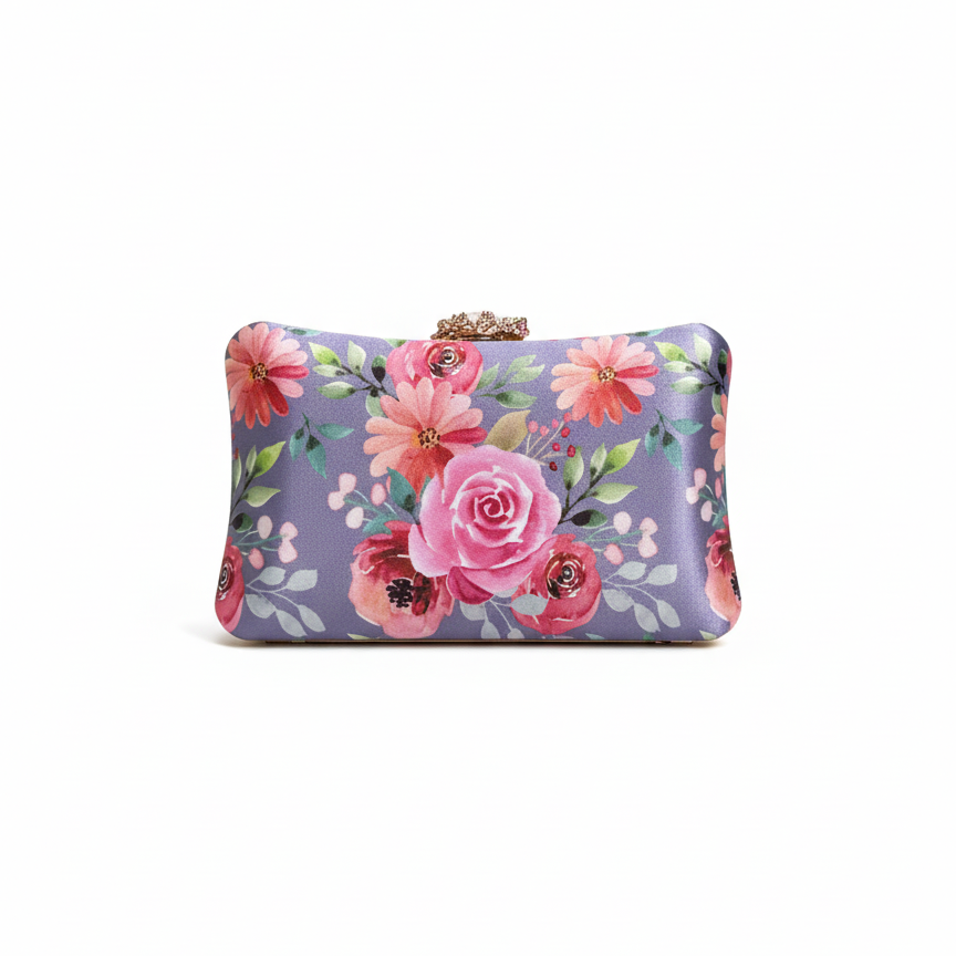 Floral clutch bag on a white background